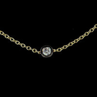 14K Yellow Gold Station Necklace with 10 Bezel-Set Round Lab Diamonds and Black Rhodium Accents - 2.00 Carat Total Weight - Covaloro Fine Jewelry
