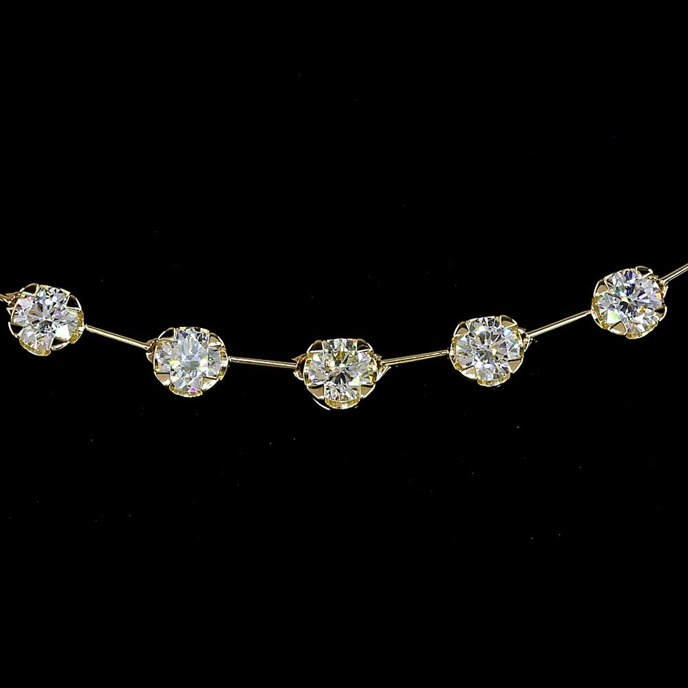 14K Yellow Gold Station Necklace with 27 U-Prong Set Round Lab Grown Diamonds - 3.20 Carat Total Weight, E-F Color, VS Clarity - Covaloro Fine Jewelry