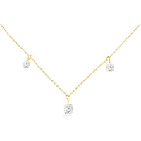 14K Yellow Gold Station Necklace with 3-Prong Set Round Lab Grown Diamonds - 1.00 Carat Total Diamond Weight - Royal Jewelry