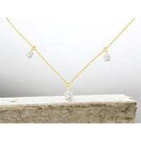 14K Yellow Gold Station Necklace with 3-Prong Set Round Lab Grown Diamonds - 1.00 Carat Total Diamond Weight - Royal Jewelry