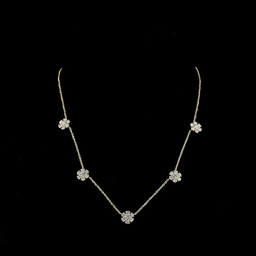 14K Yellow Gold Station Necklace with 35 Round Brilliant Cut Lab Diamonds - 2.05 Carat Total Diamond Weight - Covaloro Fine Jewelry
