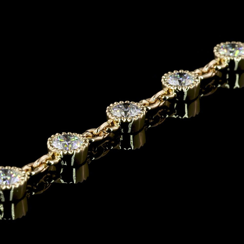 14K Yellow Gold Station Necklace with 46 Bezel Set Round Lab Diamonds - 5.15 Carat Total Weight E-F VS1 Brilliant Cut - Covaloro Fine Jewelry