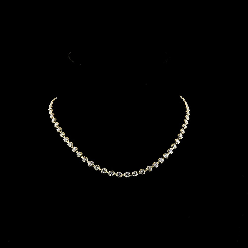 14K Yellow Gold Station Necklace with 55 Round Brilliant Cut Lab Diamonds - 8.14 Carat Total Weight, E-F Color VS1 Clarity - Covaloro Fine Jewelry