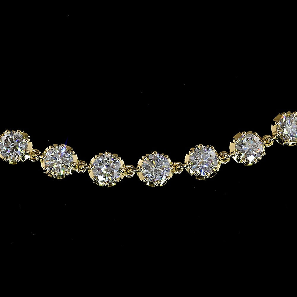 14K Yellow Gold Station Necklace with 55 Round Brilliant Cut Lab Diamonds - 8.14 Carat Total Weight, E-F Color VS1 Clarity - Covaloro Fine Jewelry