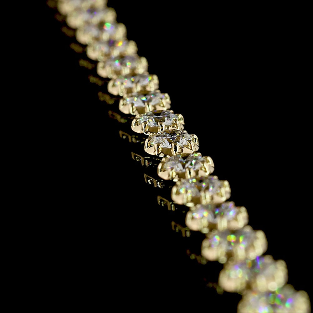 14K Yellow Gold Station Necklace with 55 Round Brilliant Cut Lab Diamonds - 8.14 Carat Total Weight, E-F Color VS1 Clarity - Covaloro Fine Jewelry