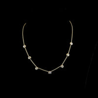 14K Yellow Gold Station Necklace with 7 Bezel-Set Round Lab Diamonds - 2.84 Carat Total Diamond Weight - Covaloro Fine Jewelry