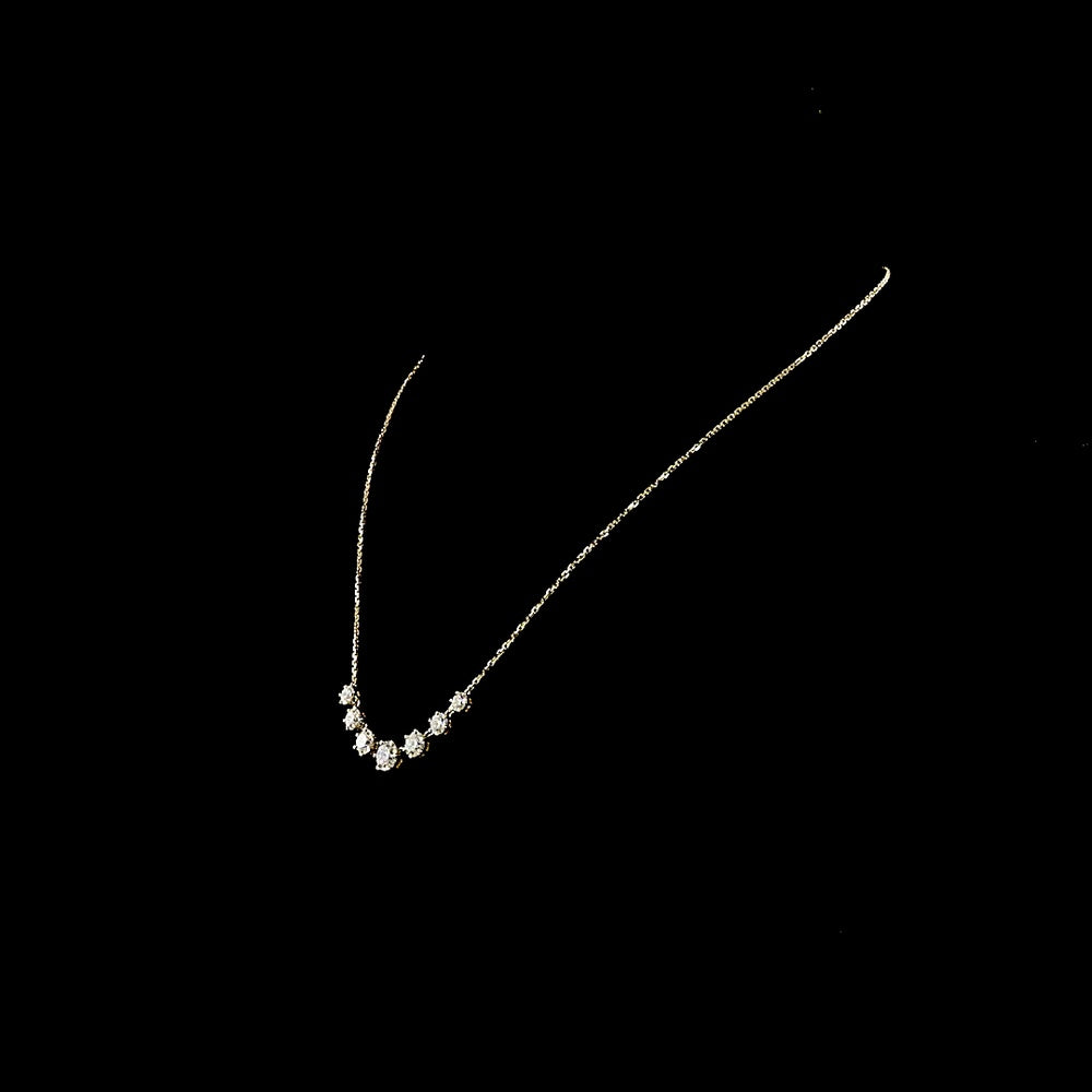 14K Yellow Gold Station Necklace with 7 Prong Set Brilliant Cut Round Lab Diamonds - 2.77 Carat Total Weight - Covaloro Fine Jewelry