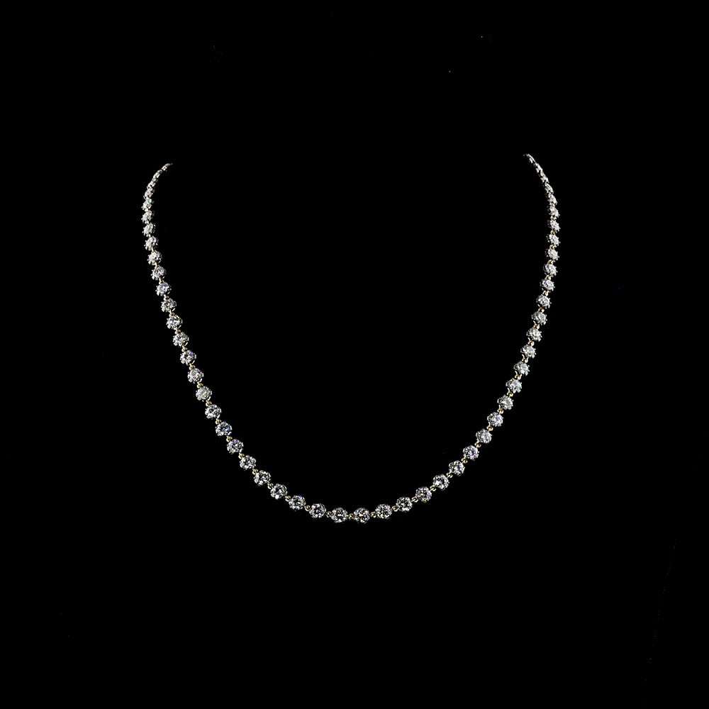 14K Yellow Gold Station Necklace with 72 Brilliant Cut Lab Diamonds - 10.56 Carat Total Weight, E-F Color VS Clarity with Prong and Bezel Black Rhodium Settings - Covaloro Fine Jewelry