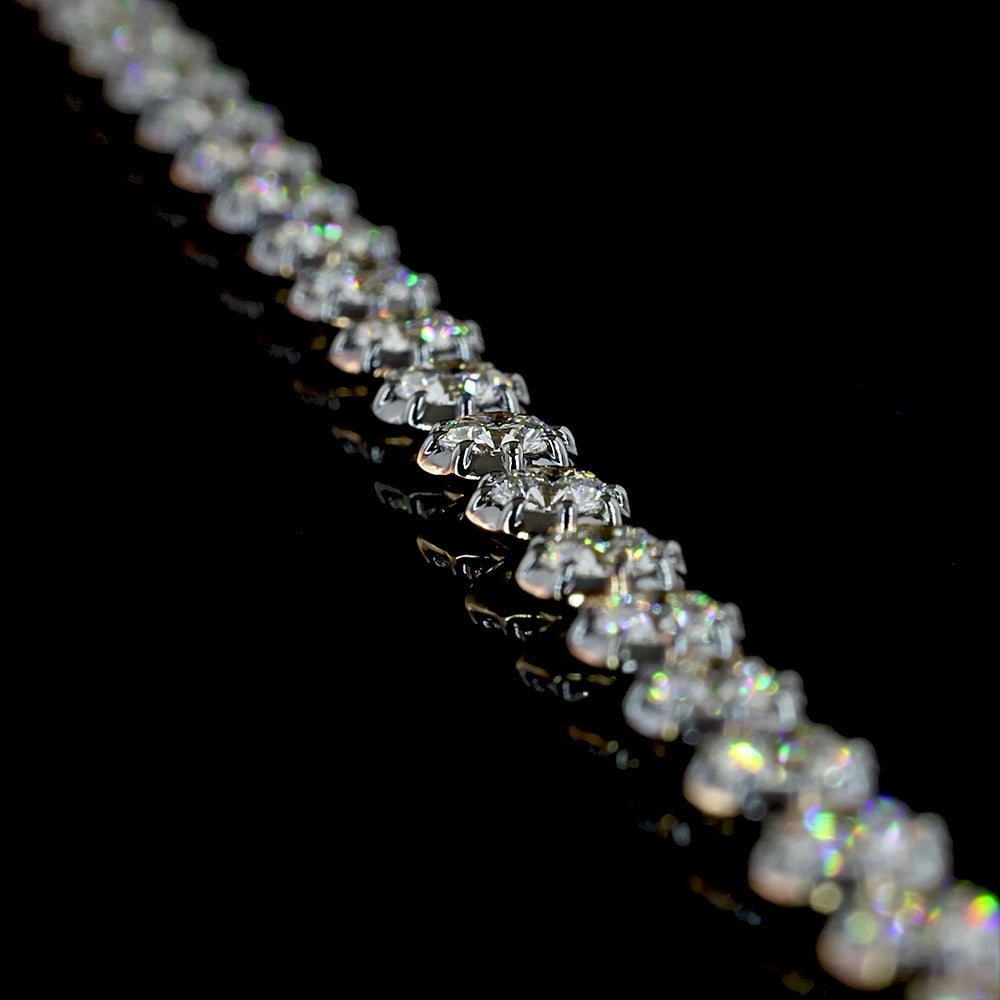 14K Yellow Gold Station Necklace with 72 Brilliant Cut Lab Diamonds - 10.56 Carat Total Weight, E-F Color VS Clarity with Prong and Bezel Black Rhodium Settings - Covaloro Fine Jewelry