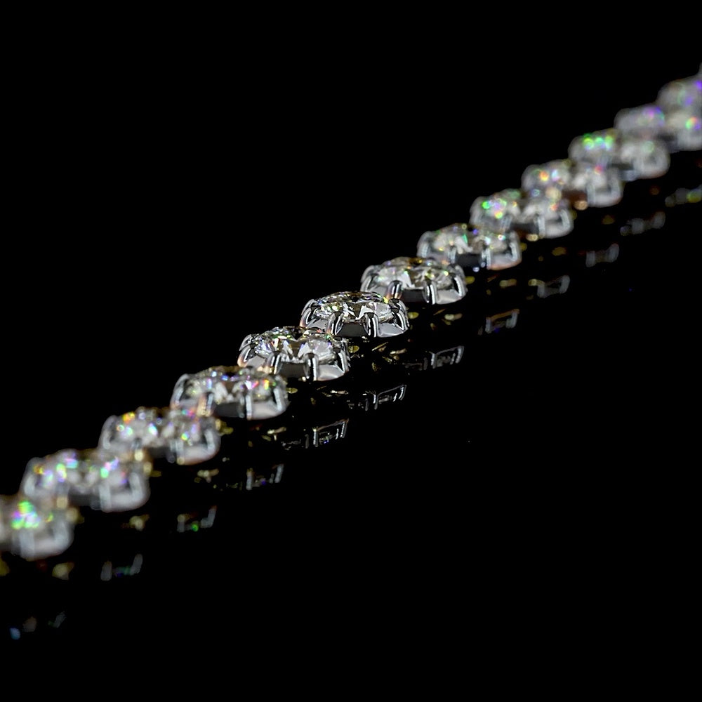 14K Yellow Gold Station Necklace with 72 Brilliant Cut Lab Diamonds - 10.56 Carat Total Weight, E-F Color VS Clarity with Prong and Bezel Black Rhodium Settings - Covaloro Fine Jewelry