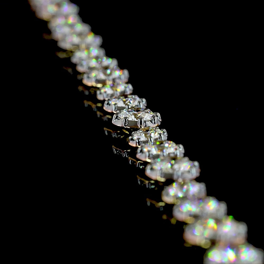 14K Yellow Gold Station Necklace with 73 Round Brilliant Cut Lab Diamonds - 11.06 Carat Total Weight with E-F Color and VS1 Clarity - Covaloro Fine Jewelry