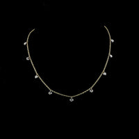 14K Yellow Gold Station Necklace with 9 Round Brilliant Cut Lab Diamonds - Black Rhodium Bezel Detail - 1.94 Carat Total Diamond Weight - Covaloro Fine Jewelry