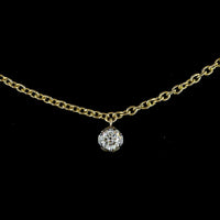 14K Yellow Gold Station Necklace with 9 Round Brilliant Cut Lab Diamonds - Black Rhodium Bezel Detail - 1.94 Carat Total Diamond Weight - Covaloro Fine Jewelry