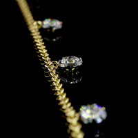 14K Yellow Gold Station Necklace with 9 Round Brilliant Cut Lab Diamonds - Black Rhodium Bezel Detail - 1.94 Carat Total Diamond Weight - Covaloro Fine Jewelry