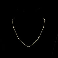 14K Yellow Gold Station Necklace with 9 Round Brilliant Cut Lab Grown Diamonds - 1.76 Carat Total Weight - Covaloro Fine Jewelry