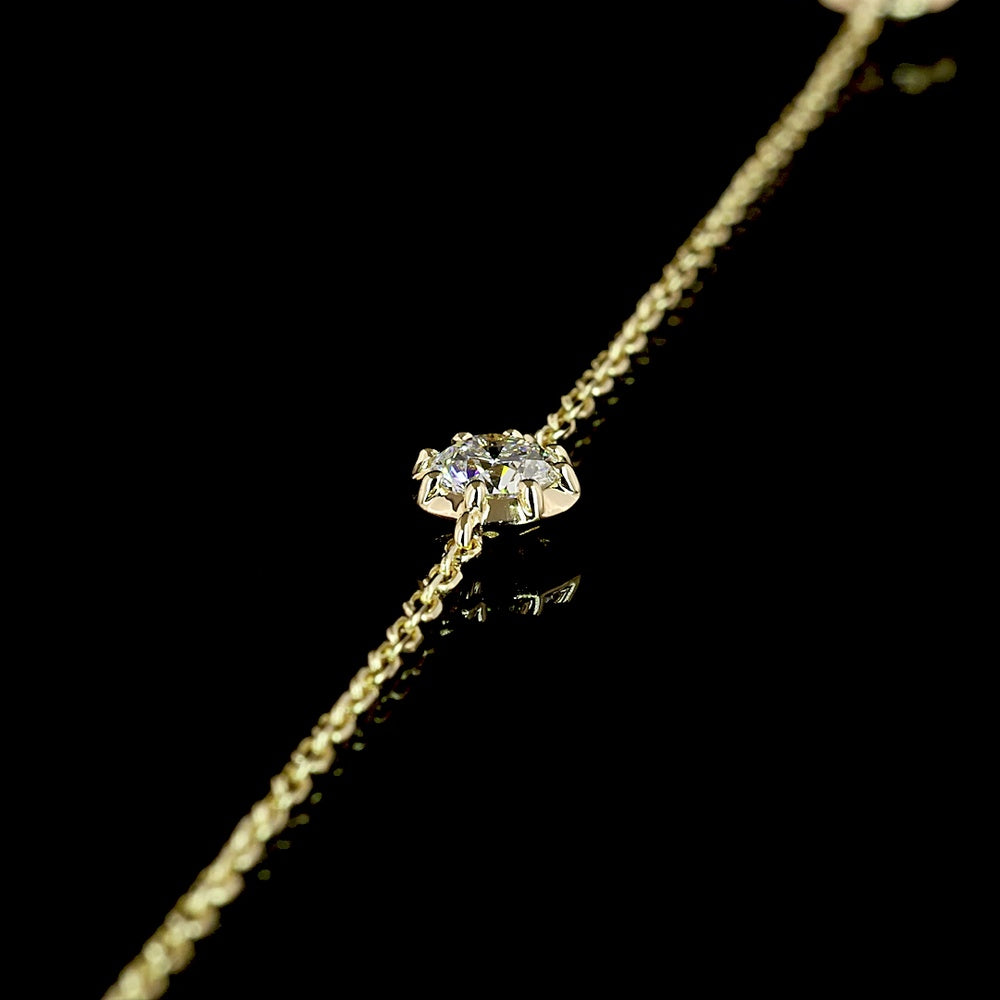 14K Yellow Gold Station Necklace with 9 Round Brilliant Cut Lab Grown Diamonds - 1.76 Carat Total Weight - Covaloro Fine Jewelry