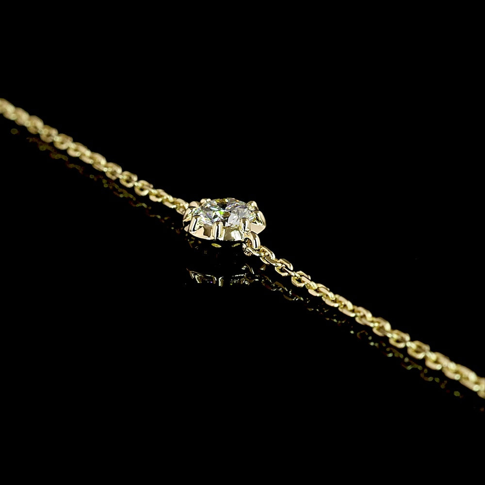 14K Yellow Gold Station Necklace with 9 Round Brilliant Cut Lab Grown Diamonds - 1.76 Carat Total Weight - Covaloro Fine Jewelry