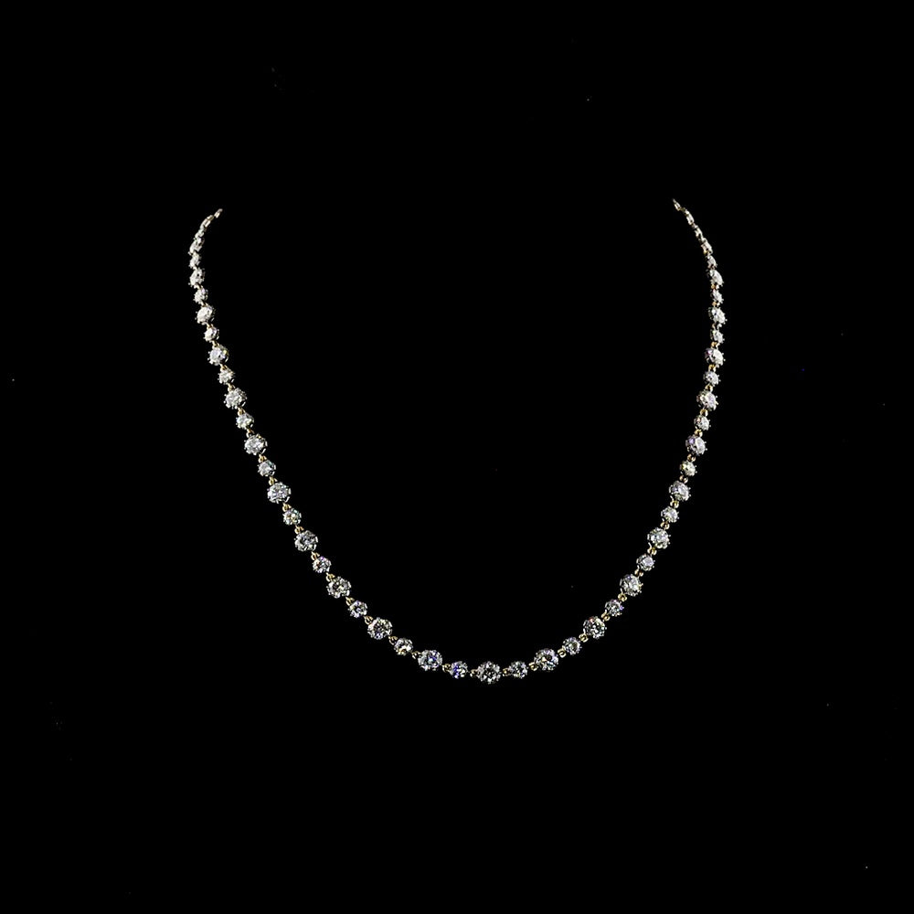 14K Yellow Gold Station Necklace with Alternating Brilliant Round Lab Diamonds - 10.34 Carat Total Weight, E-F VS Clarity, Black Rhodium Bezel & Prong Settings - Covaloro Fine Jewelry