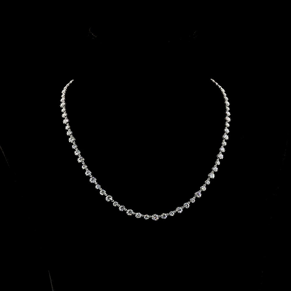 14K Yellow Gold Station Necklace with Alternating Prong and Black Rhodium Bezel Set Round Lab Diamonds - 10.36 Carat Total Weight - Covaloro Fine Jewelry