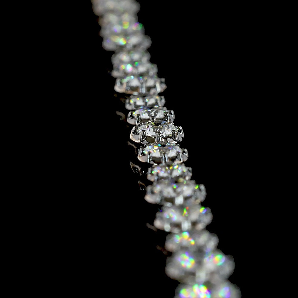 14K Yellow Gold Station Necklace with Alternating Prong and Black Rhodium Bezel Set Round Lab Diamonds - 10.36 Carat Total Weight - Covaloro Fine Jewelry