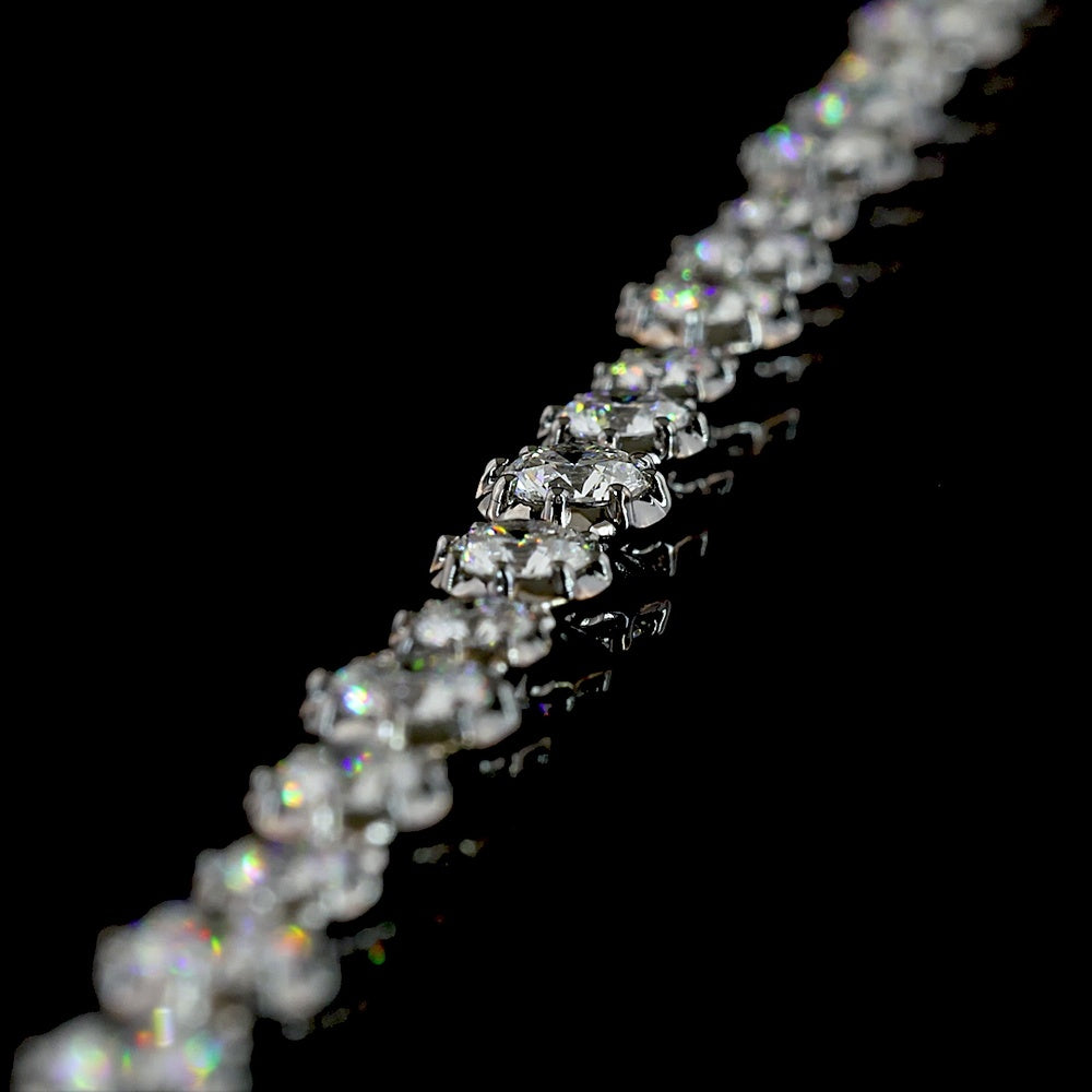 14K Yellow Gold Station Necklace with Alternating Prong and Black Rhodium Bezel Set Round Lab Diamonds - 10.36 Carat Total Weight - Covaloro Fine Jewelry
