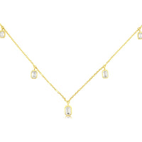 14K Yellow Gold Station Necklace with Bezel-Set Emerald Cut Diamonds - 0.85 Carat Total Diamond Weight - Royal Jewelry