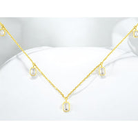 14K Yellow Gold Station Necklace with Bezel-Set Emerald Cut Diamonds - 0.85 Carat Total Diamond Weight - Royal Jewelry