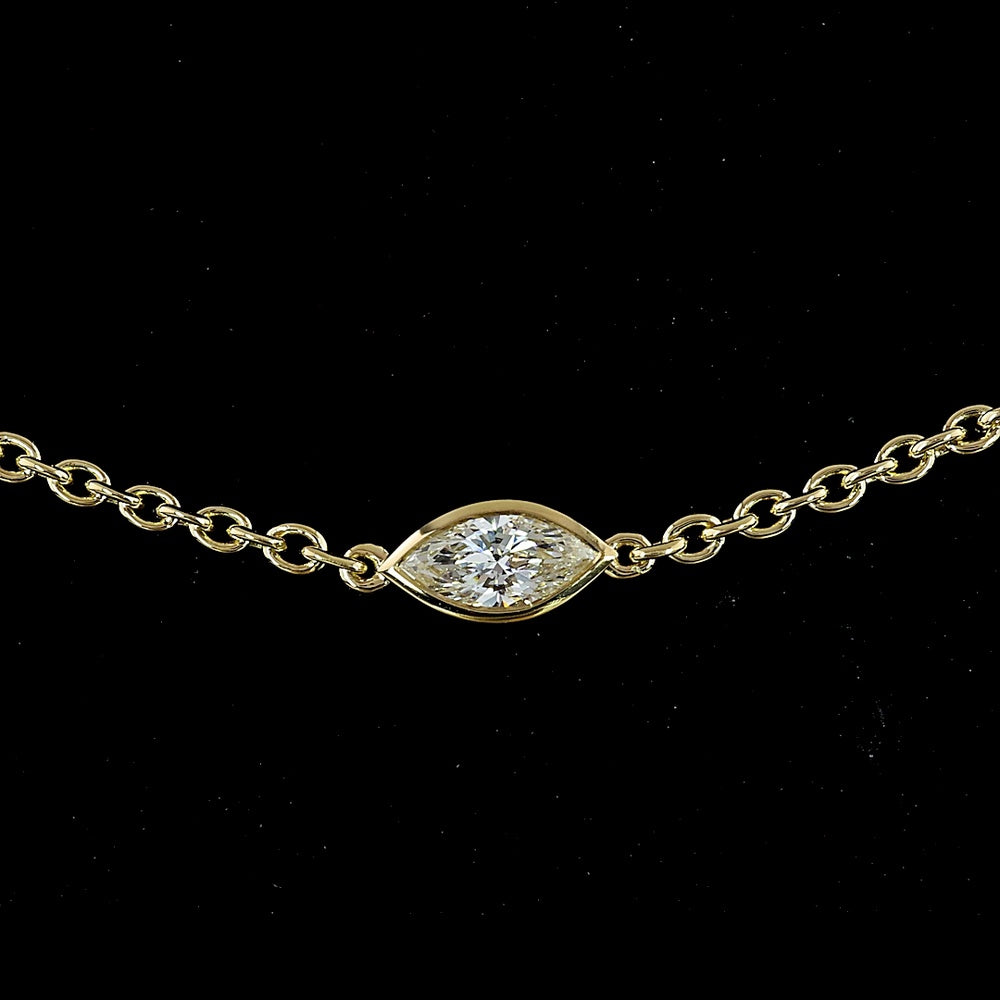 14K Yellow Gold Station Necklace with Bezel Set Marquise and Emerald Cut Lab Diamonds - 2.77 Carats Total Diamond Weight - Covaloro Fine Jewelry