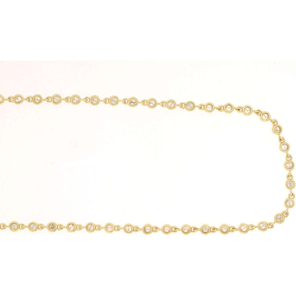 14K Yellow Gold Station Necklace with Bezel Set Round Diamonds - 1.00 Carat Total Diamond Weight - Royal Jewelry