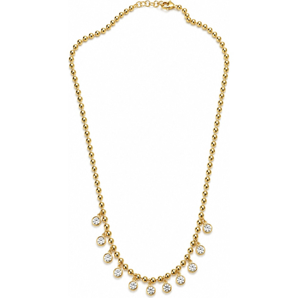 14K Yellow Gold Station Necklace with Bezel Set Round Diamonds - 1.22 Carat Total Diamond Weight by Auriventus