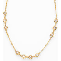 14K Yellow Gold Station Necklace with Bezel Set Round Diamonds - 3.38 Carat Total Diamond Weight by Auriventus