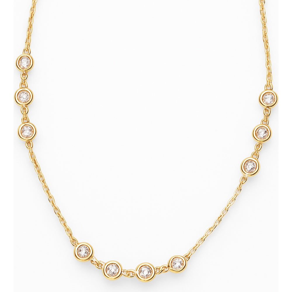 14K Yellow Gold Station Necklace with Bezel Set Round Diamonds - 3.38 Carat Total Diamond Weight by Auriventus