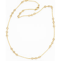 14K Yellow Gold Station Necklace with Bezel Set Round Diamonds - 3.38 Carat Total Diamond Weight by Auriventus