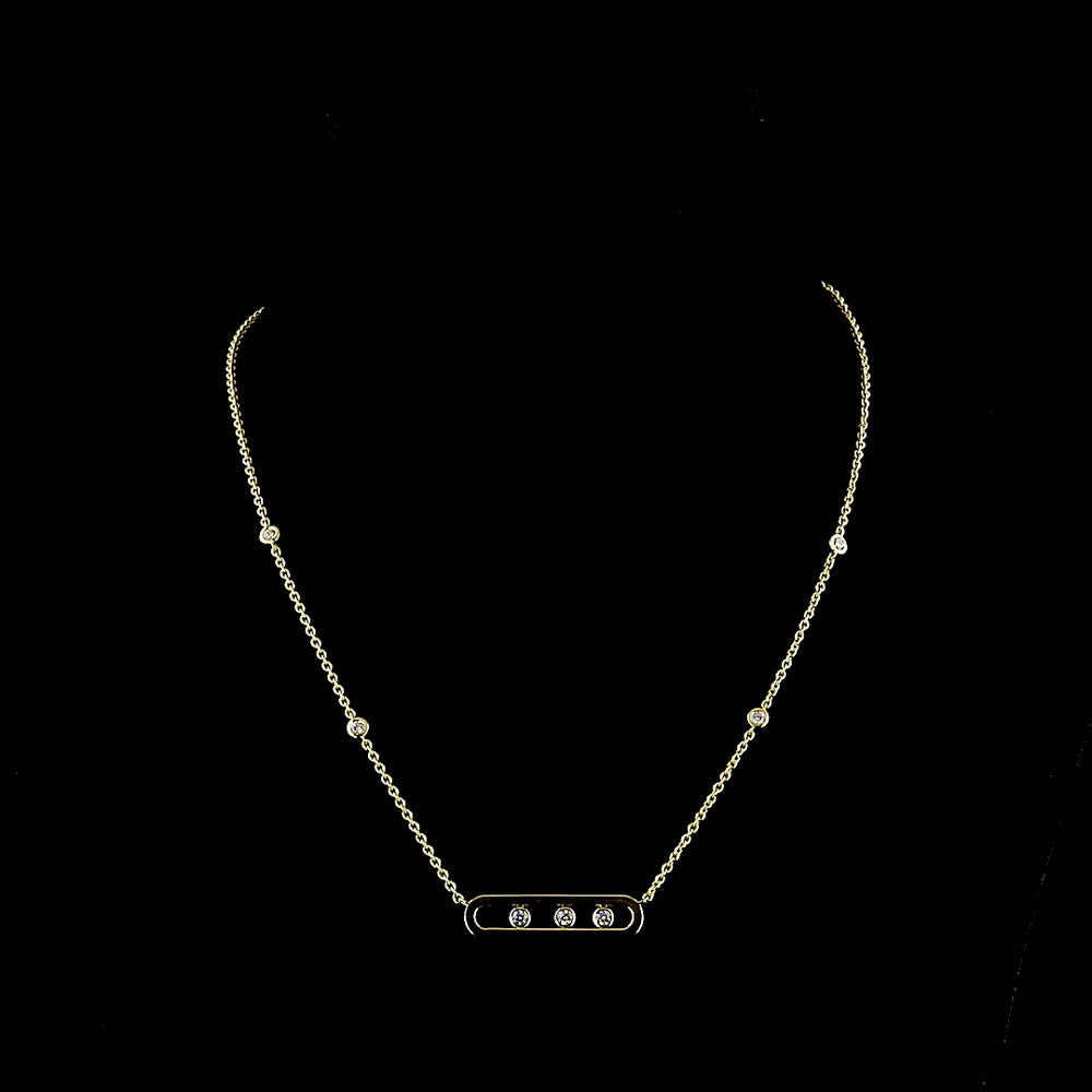 14K Yellow Gold Station Necklace with Bezel Set Round Lab Diamonds - 0.42 Total Carat Weight - Covaloro Fine Jewelry
