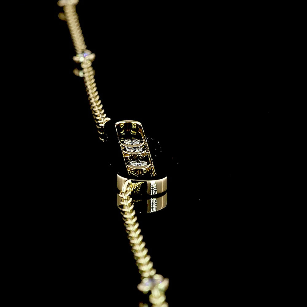 14K Yellow Gold Station Necklace with Bezel Set Round Lab Diamonds - 0.42 Total Carat Weight - Covaloro Fine Jewelry