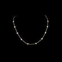 14K Yellow Gold Station Necklace with Bezel Set Round Lab Diamonds - 1.53 Carat Total Weight - Covaloro Fine Jewelry