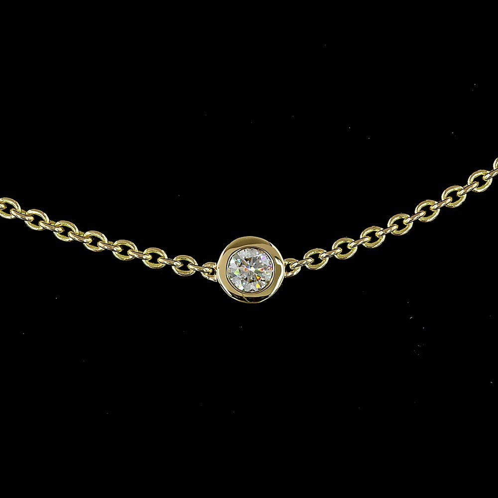 14K Yellow Gold Station Necklace with Bezel Set Round Lab Diamonds - 1.53 Carat Total Weight - Covaloro Fine Jewelry