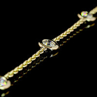 14K Yellow Gold Station Necklace with Bezel Set Round Lab Diamonds - 1.53 Carat Total Weight - Covaloro Fine Jewelry