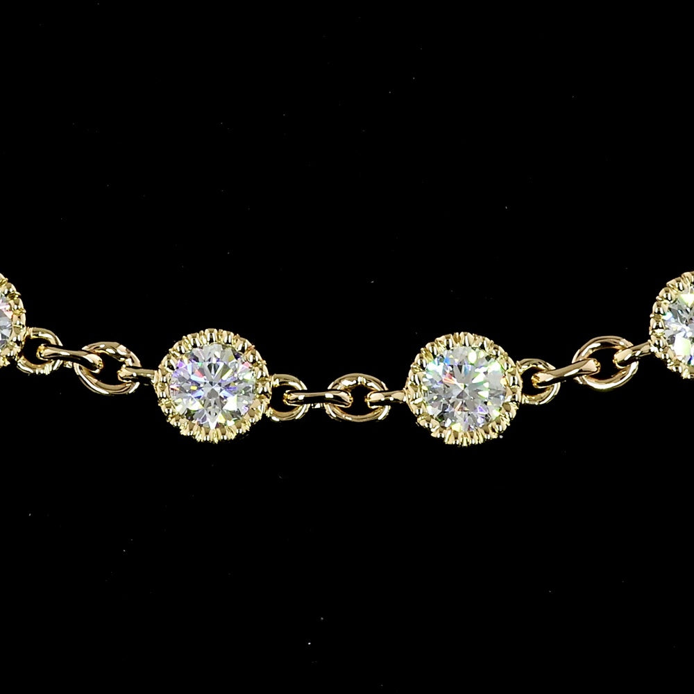 14K Yellow Gold Station Necklace with Bezel Set Round Lab Diamonds - 5.88 Carat Total Weight, 50 Stones - Covaloro Fine Jewelry