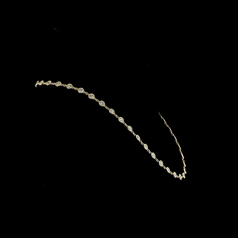 14K Yellow Gold Station Necklace with Bezel Set Round Lab Diamonds - 5.88 Carats Total Diamond Weight - Covaloro Fine Jewelry
