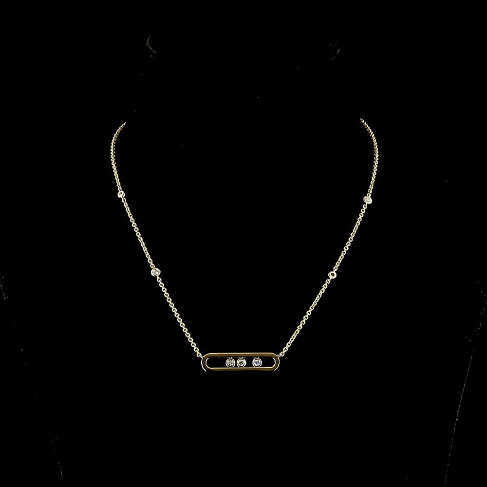 14K Yellow Gold Station Necklace with Bezel Set Round Lab-Grown Diamonds - 0.40 Total Carat Weight - Covaloro Fine Jewelry