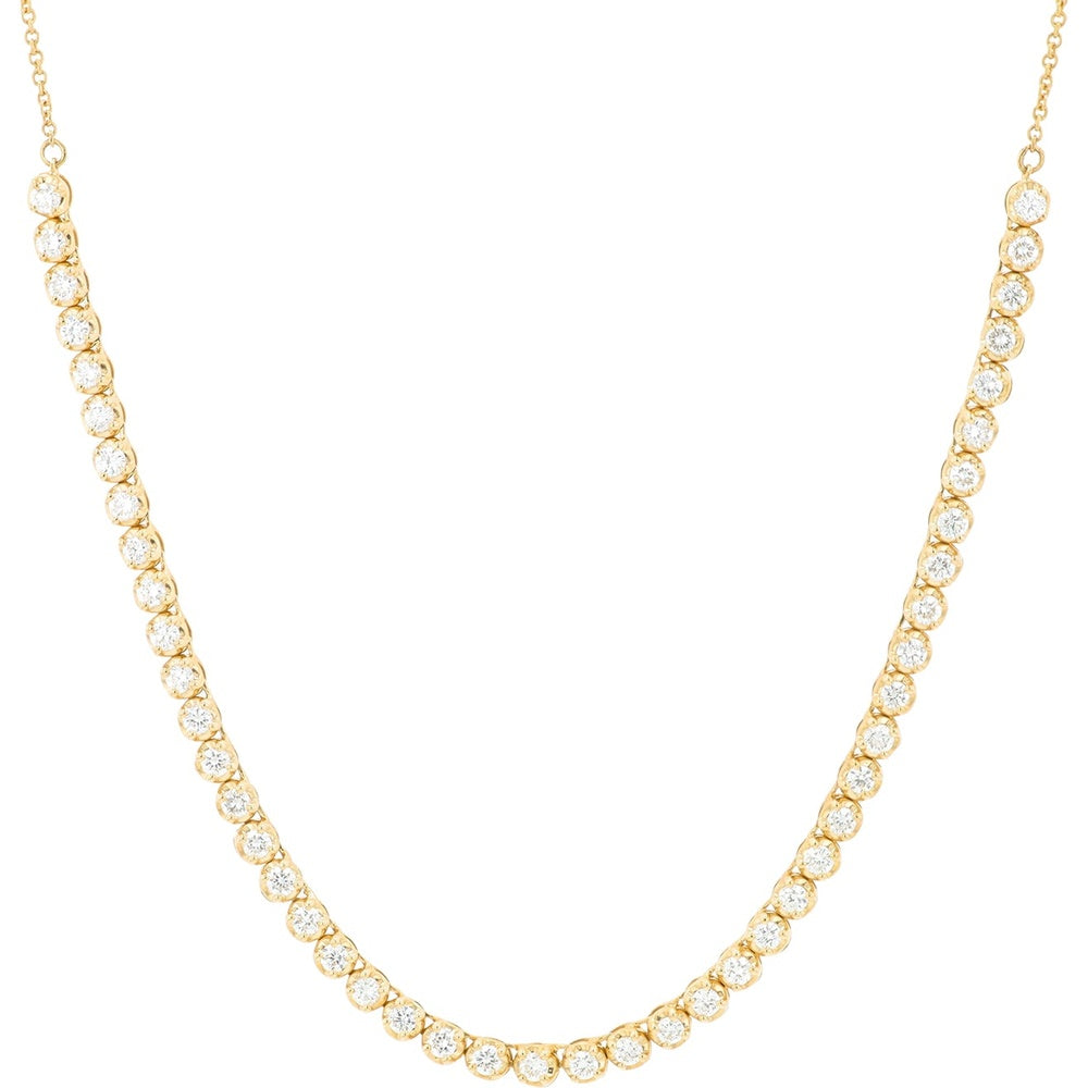 14K Yellow Gold Station Necklace with Bezel-Set Round Lab Grown Diamonds - 1.50 Carat Total Diamond Weight