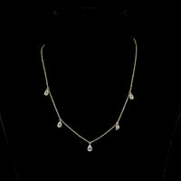 14K Yellow Gold Station Necklace with Five Pear Shape Lab Diamonds - 2.10 Carat Total Weight E-F VS1 - Covaloro Fine Jewelry
