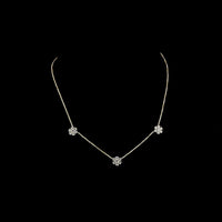 14K Yellow Gold Station Necklace with Floral Motif Brilliant Cut Lab Diamonds - 1.17 Carat Total Weight, E-F Color, VS Clarity - Covaloro Fine Jewelry