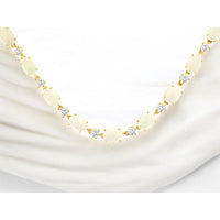 14K Yellow Gold Station Necklace with Oval Opals and Round Diamonds - 7.50 Carat Opal Weight and 1.30 Carat Diamond Weight - Royal Jewelry