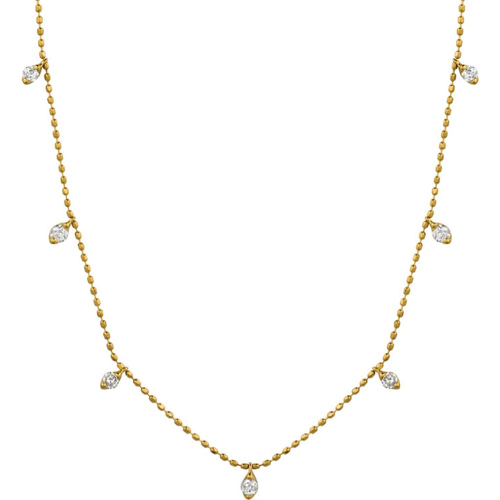 14K Yellow Gold Station Necklace with Pear Shape Diamonds - 0.50 Carat Total Diamond Weight - Royal Jewelry