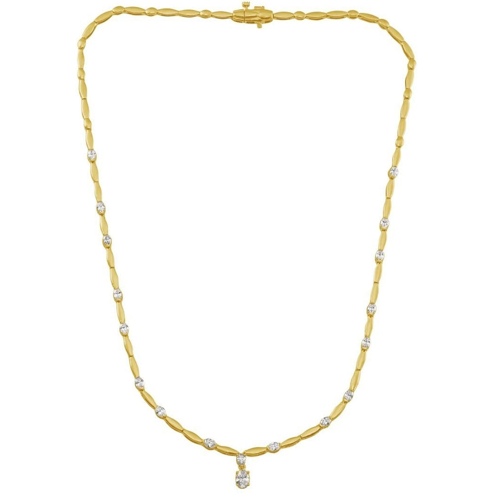 14K Yellow Gold Station Necklace with Prong-Set Round Diamonds - 1.98 Carat Total Diamond Weight by Auriventus