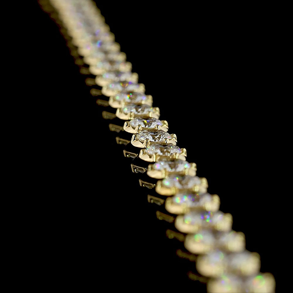 14K Yellow Gold Station Necklace with Round Brilliant Cut Lab Diamonds - 10.44 Carat Total Weight, E-F VS1 Clarity - Covaloro Fine Jewelry