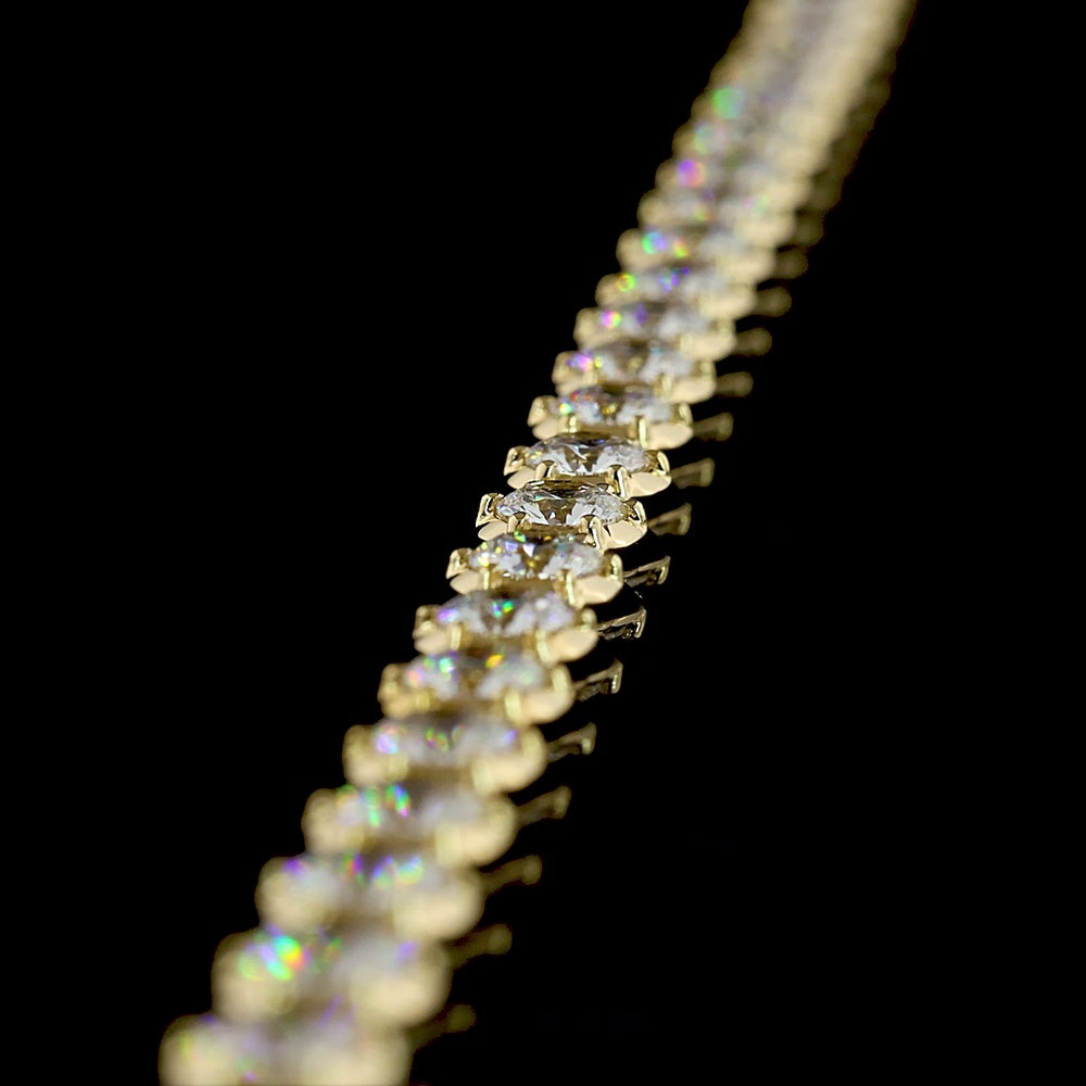 14K Yellow Gold Station Necklace with Round Brilliant Cut Lab Diamonds - 10.44 Carat Total Weight, E-F VS1 Clarity - Covaloro Fine Jewelry