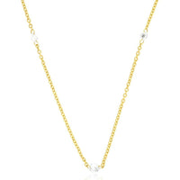 14K Yellow Gold Station Necklace with Round Diamonds - 0.35 Carat Total Diamond Weight - Royal Jewelry